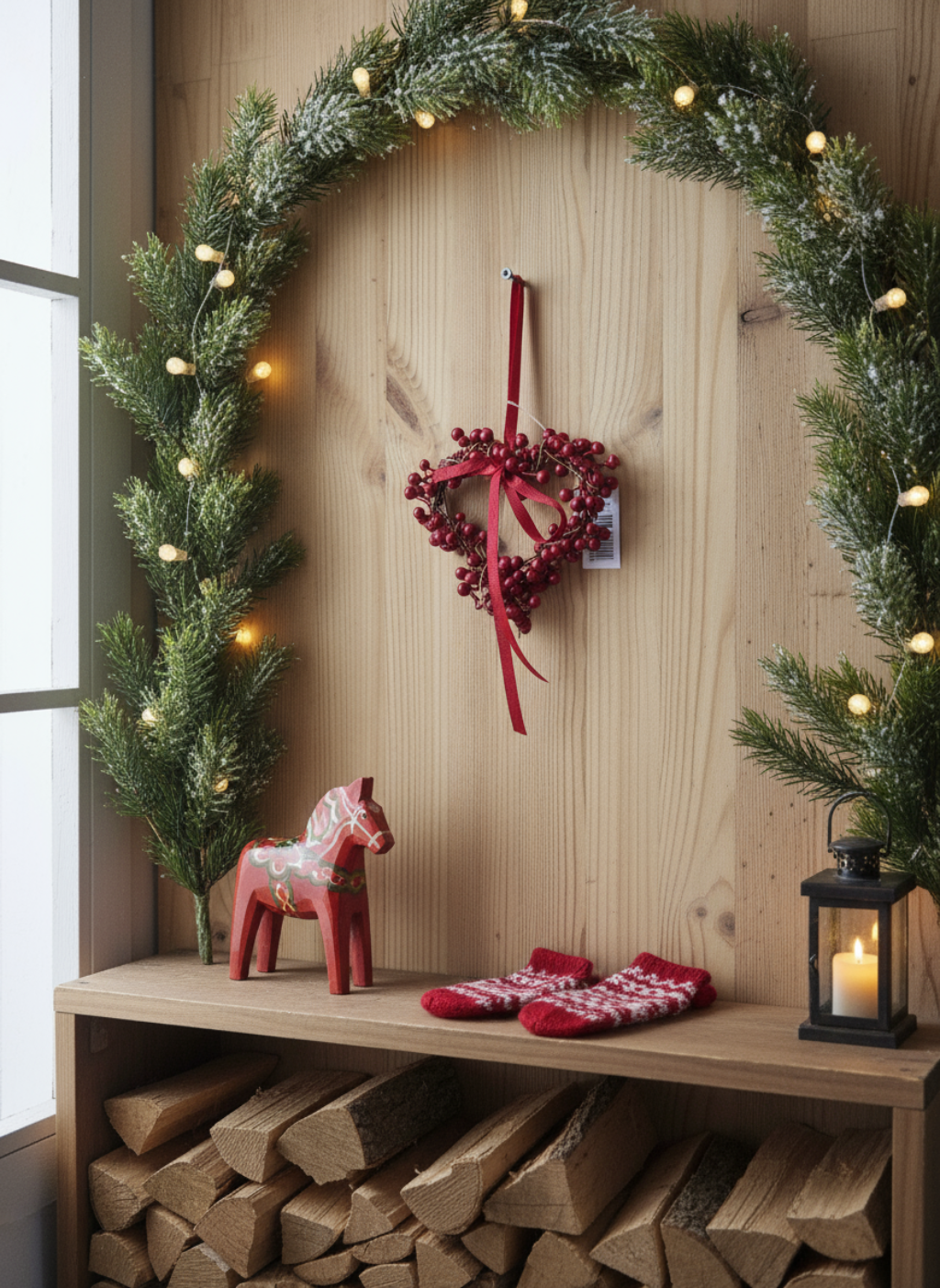 Hjertekrans i juleomgivelser