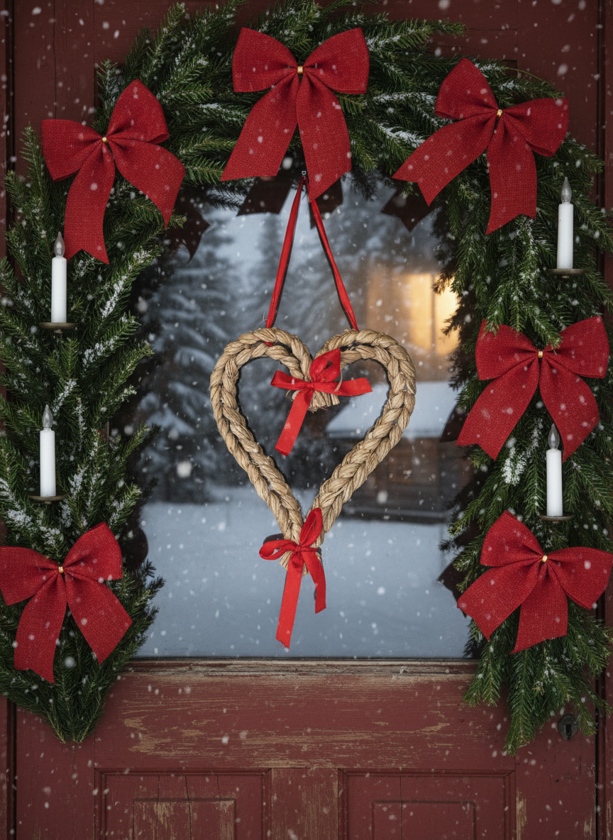 Hjertekrans i juleomgivelser