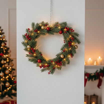 Hjerteramme med juledekorasjon