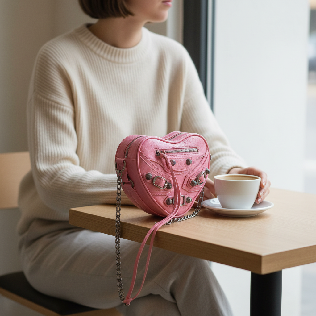 Hjerteveske rosa i livsstilsmiljø