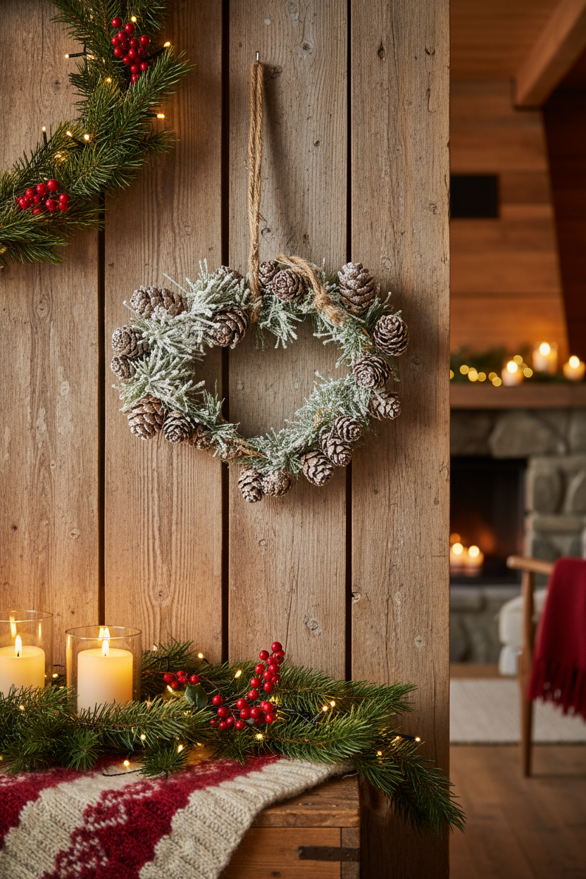 Julekrans i juleomgivelser