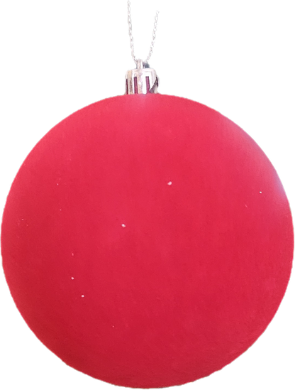 Stor Rød Julekule i Velourstoff 14 cm - Eksklusiv Juletrepynt