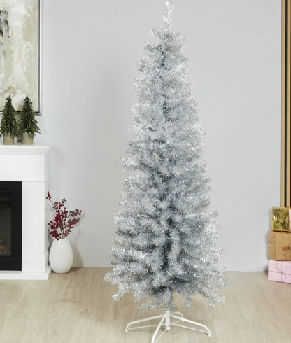 Sølvfarget Juletre 190 cm – Moderne Kunstig Juletre -med fot