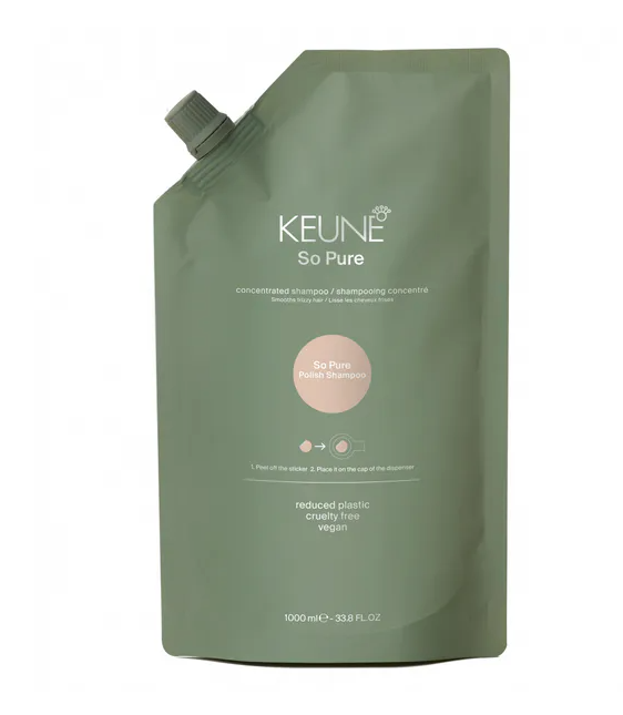 Keune So Pure Polish Shampoo Refill 1000 ml - Vegansk Anti-Krus