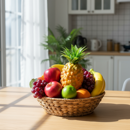 Kunstig ananas i fruktkurv
