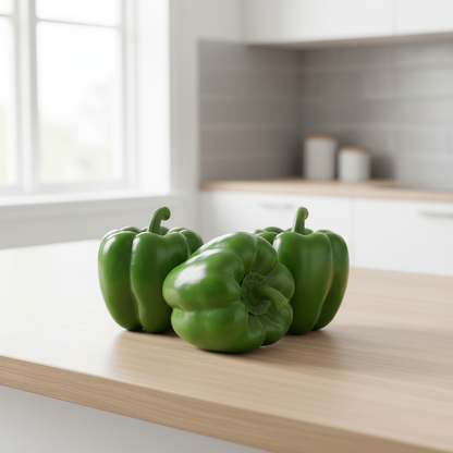 Kunstig grønn paprika på kjøkken