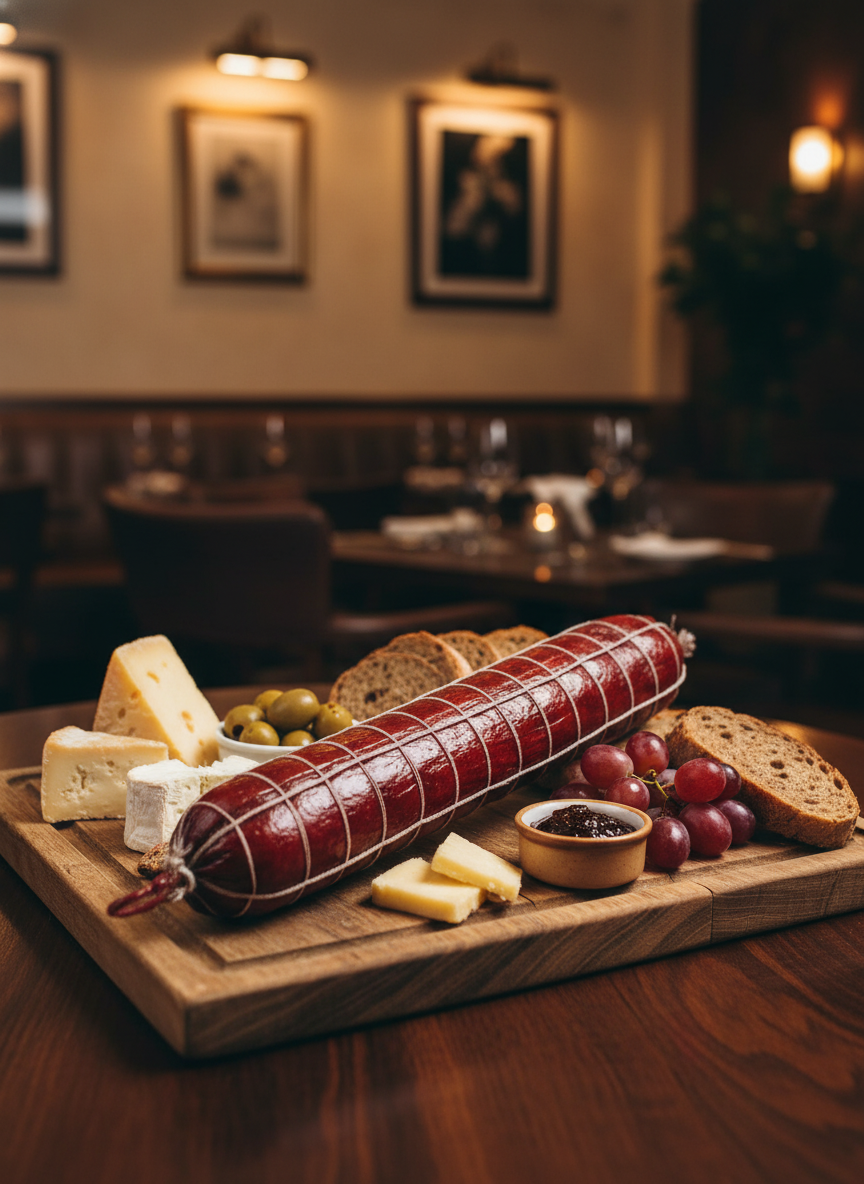 Kunstig salami i restaurant