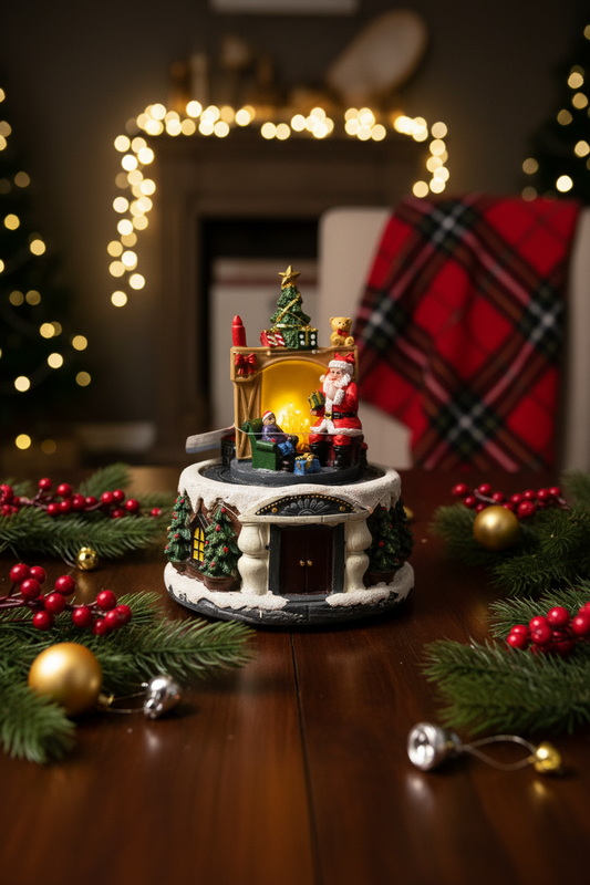 LED Julepynt med Nisse og Togbane i julestemning