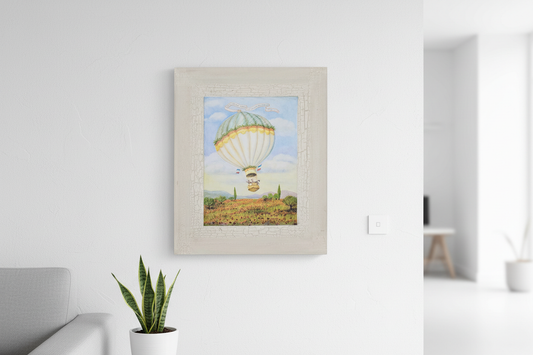 Luftballongmaleri close-up på vegg