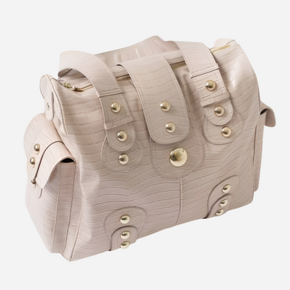 Stor beige veske med croco - bag