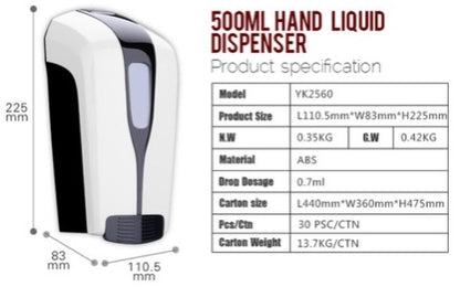 Manuell skumsåpe -gelsprit dispenser 500 ml