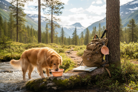 Maxbone brettbar skål på tur med hund