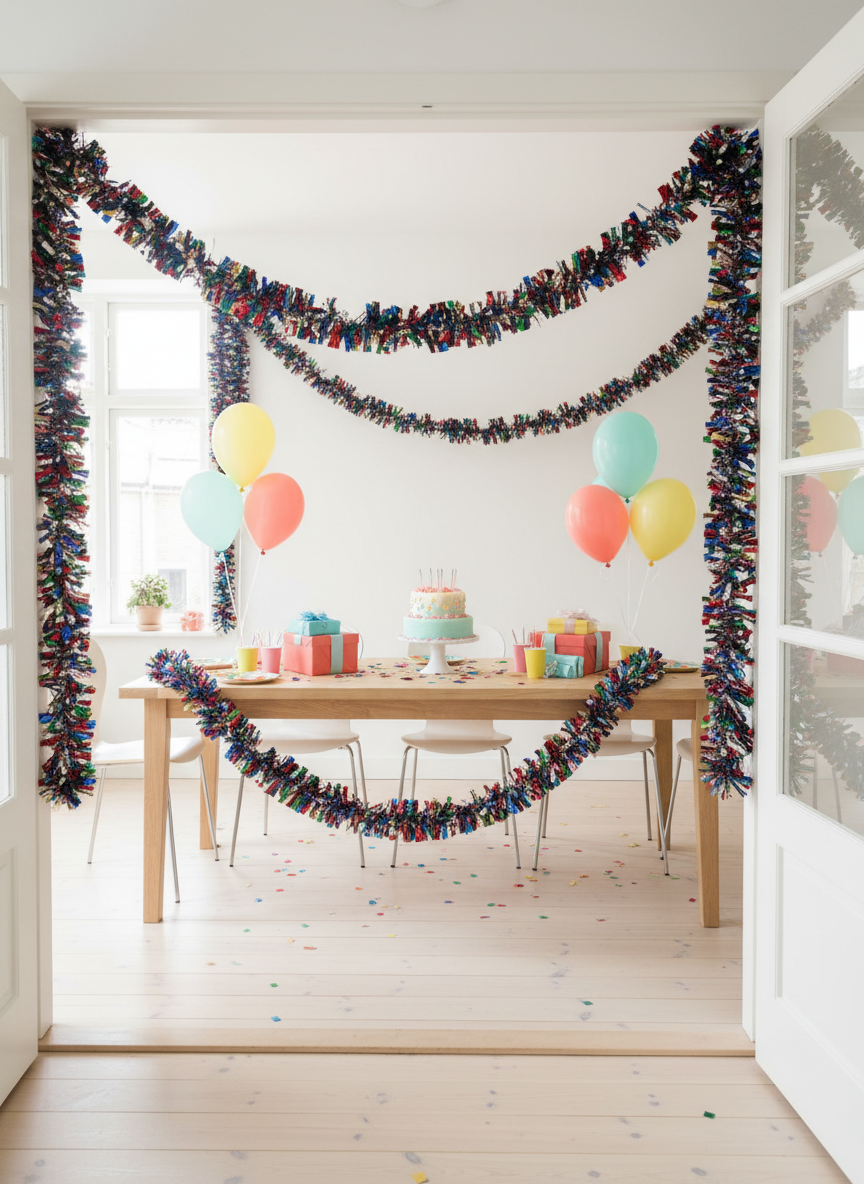 Metallfolie-girlander på bursdagsfest