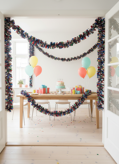 Metallfolie-girlander på bursdagsfest