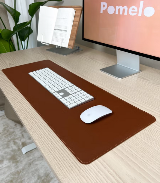 Pomelo Bordmatte Musematte Lær Brun- Premium Skrivebordsunderlag 80 x 30 cm