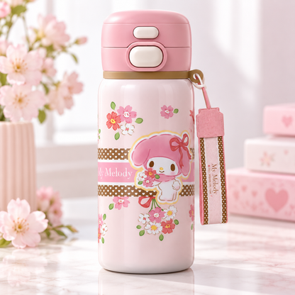 My Melody Sanrio termosflaske med sugerør 500 ml - lys rosa