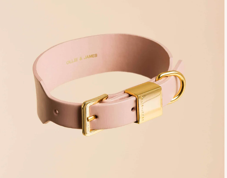 Ollie & James Premium Hundehalsbånd - Italiensk Skinn rosa