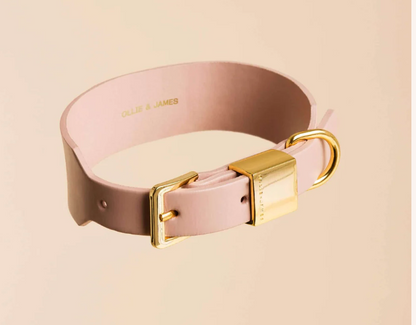 Ollie & James Premium Hundehalsbånd - Italiensk Skinn rosa