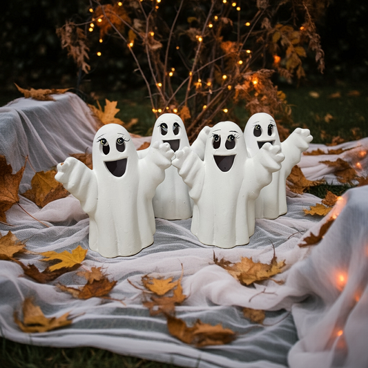 Halloween lykt morsomme spøkelser 12 cm - 4 pk