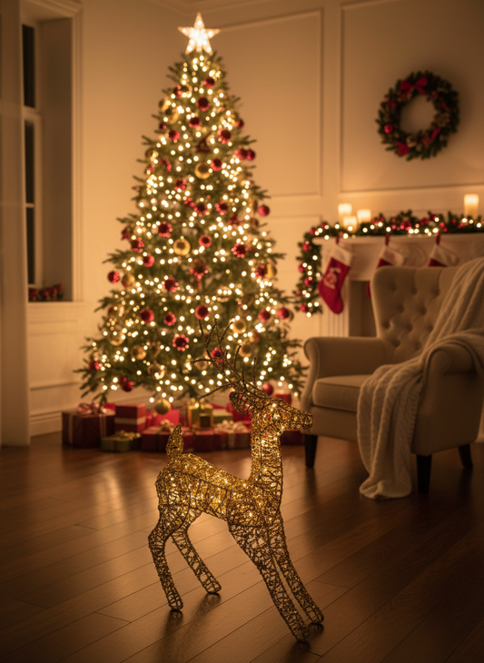 Reinsdyr dekorasjon i juleomgivelser