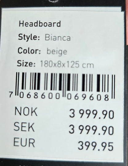 Bianca Sengegavl beige velour - 180x125x8 cm