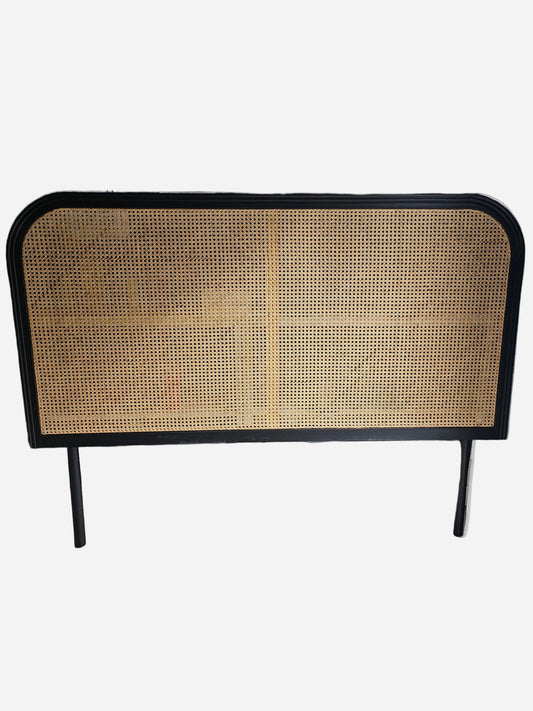 Rattan Sengegavl natur rotting med sort ramme - 180x130 cm