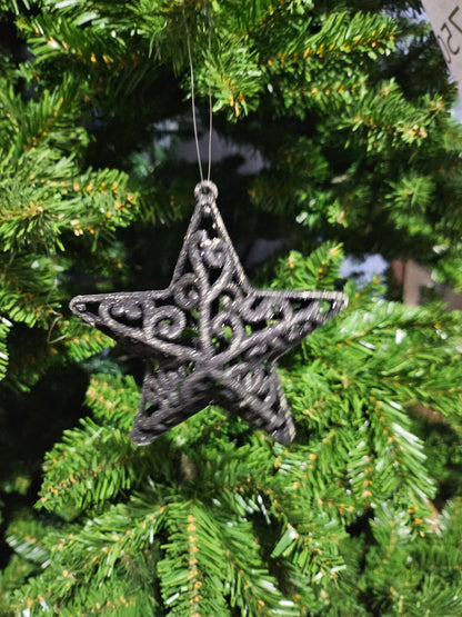 Julekule Stjerne i Sort - 10 cm