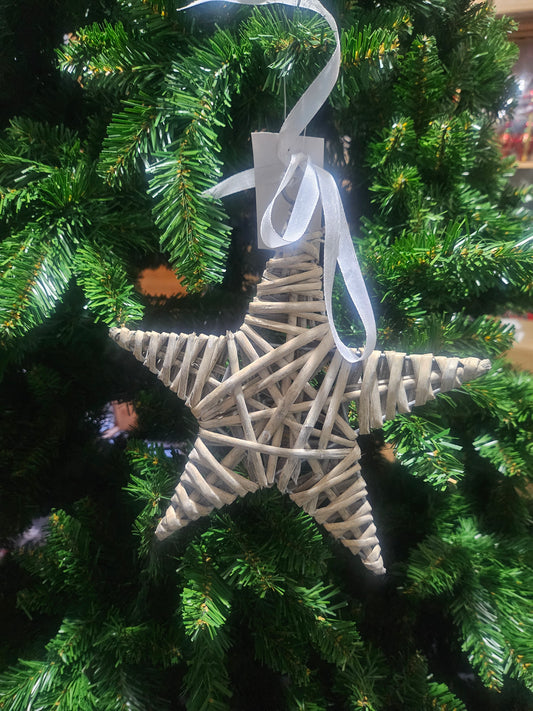 Juletrepynt - trestjerne i tre 20 cm -naturlig juledekorasjon