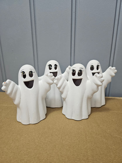 Halloween lykt morsomme spøkelser 12 cm - 4 pk