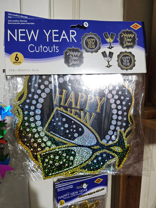 Nyttårs Dekor Utskjæringer - Happy New Year Pynt