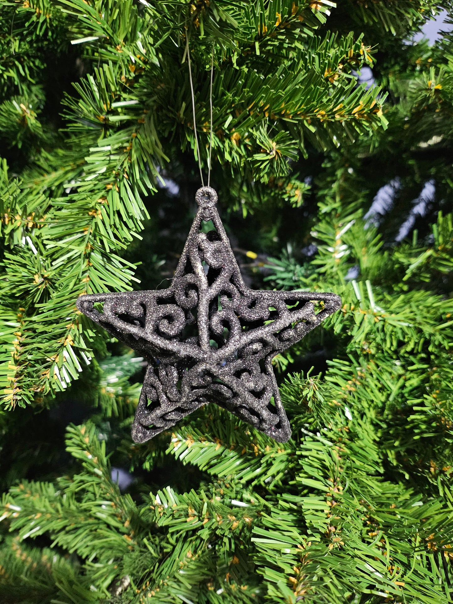 Julekule Stjerne i Sort - 10 cm