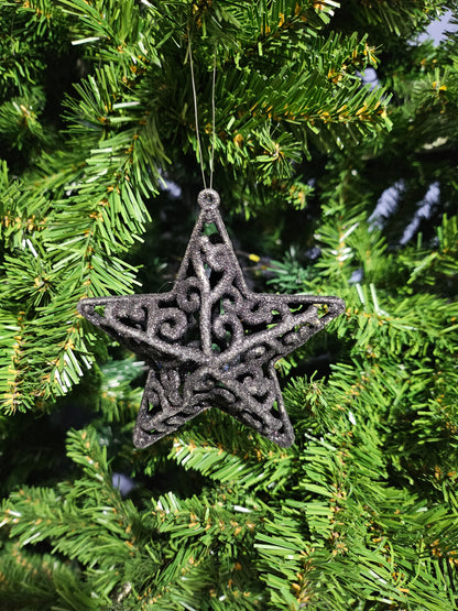 Julekule Stjerne i Sort - 10 cm