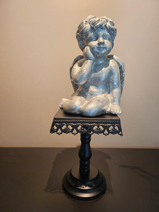 Dekor engel i sølv - 23x18 cm