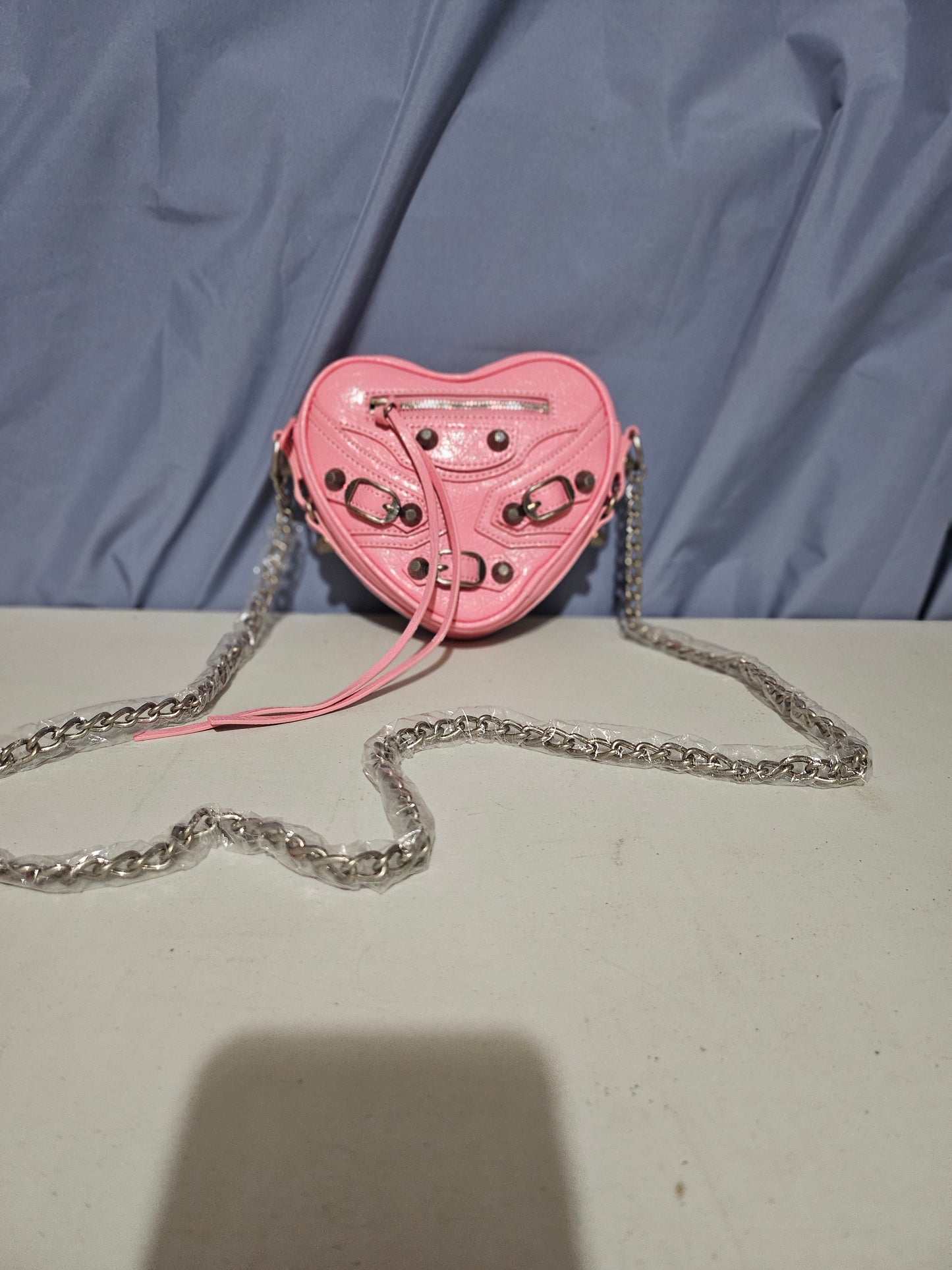 Hjerteveske rosa- Søt Skulderveske i Kuskinn