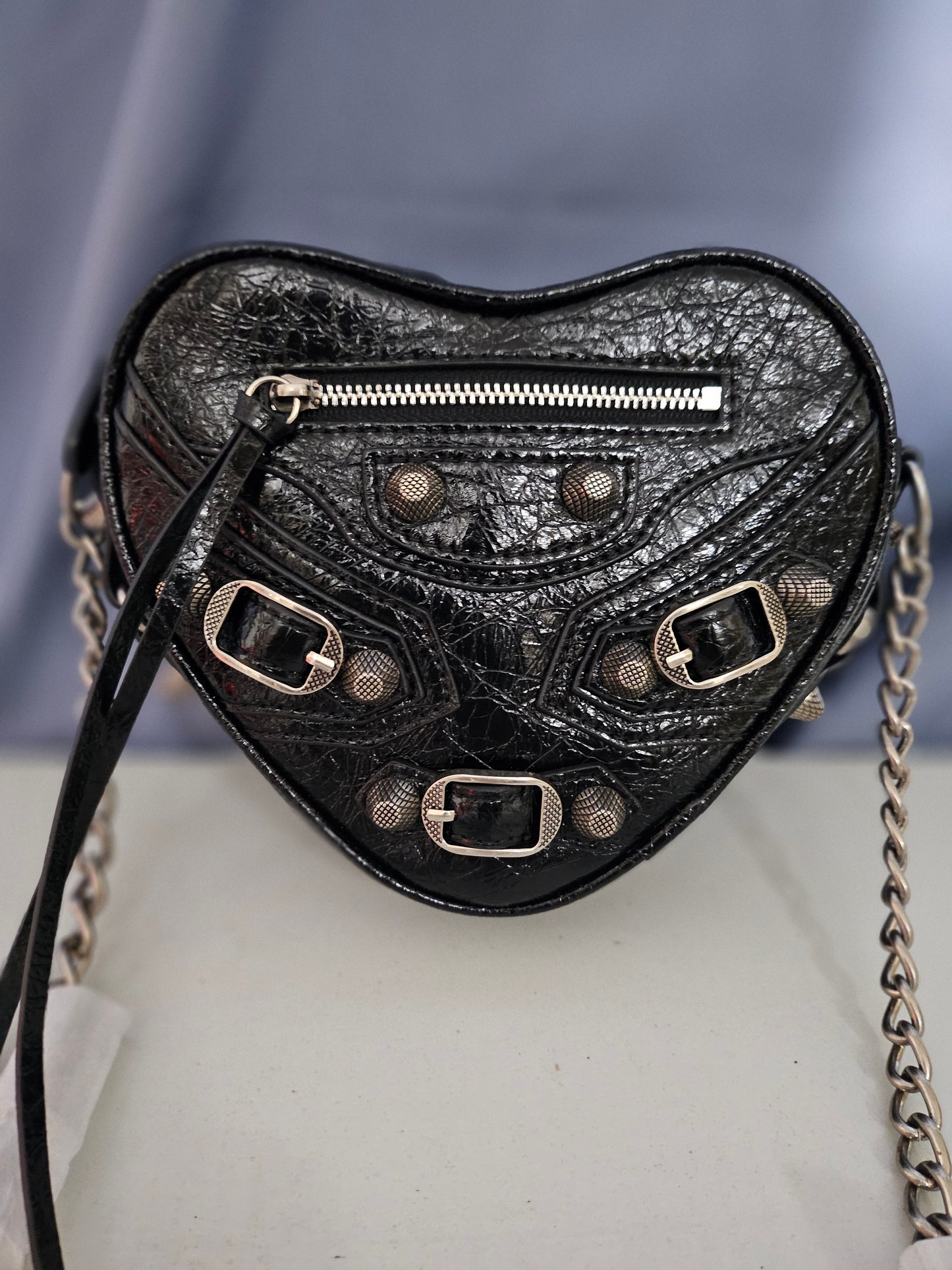 Hjerteveske Svart - Søt Skulderveske i Kuskinn