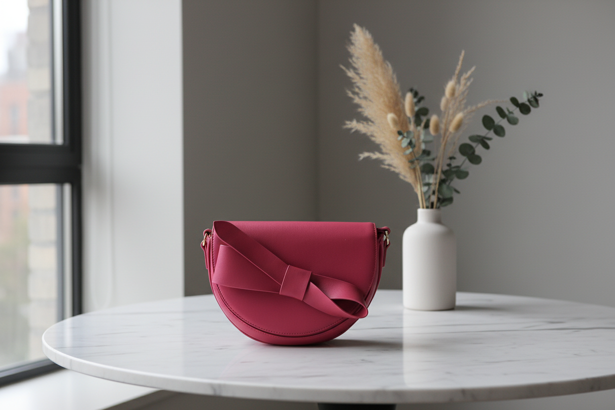Rosa Veske med Sløyfe i nordisk setting