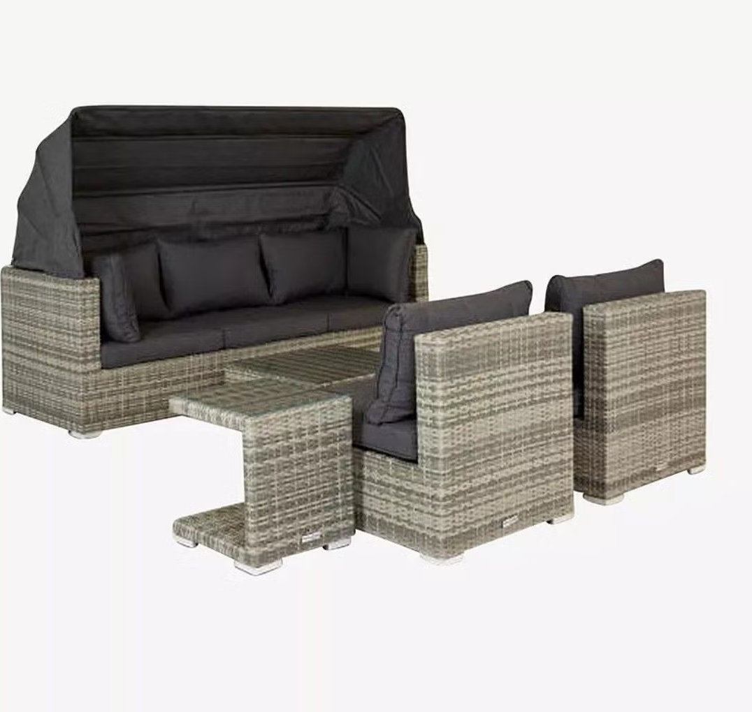 Easy Living Faros Loungesett – 6-personers sofagruppe med justerbart tak