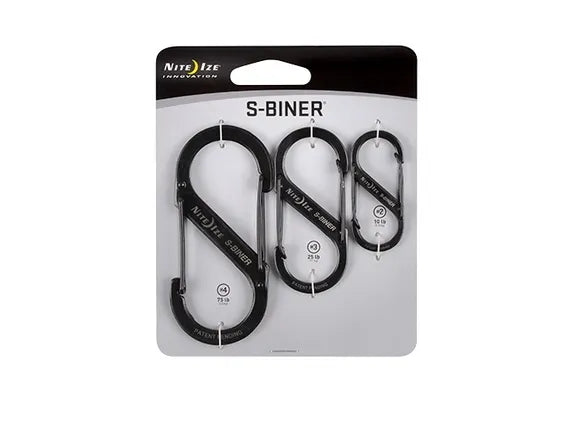 Nite Ize S-biner 3 pk - karabinkrok - sort