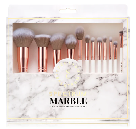 Spectrum Collections -  12-delers Sminkekostsett | Hvit marmor