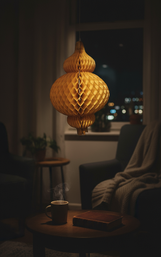 Stemningsbilde med papirlykt - dempet lys