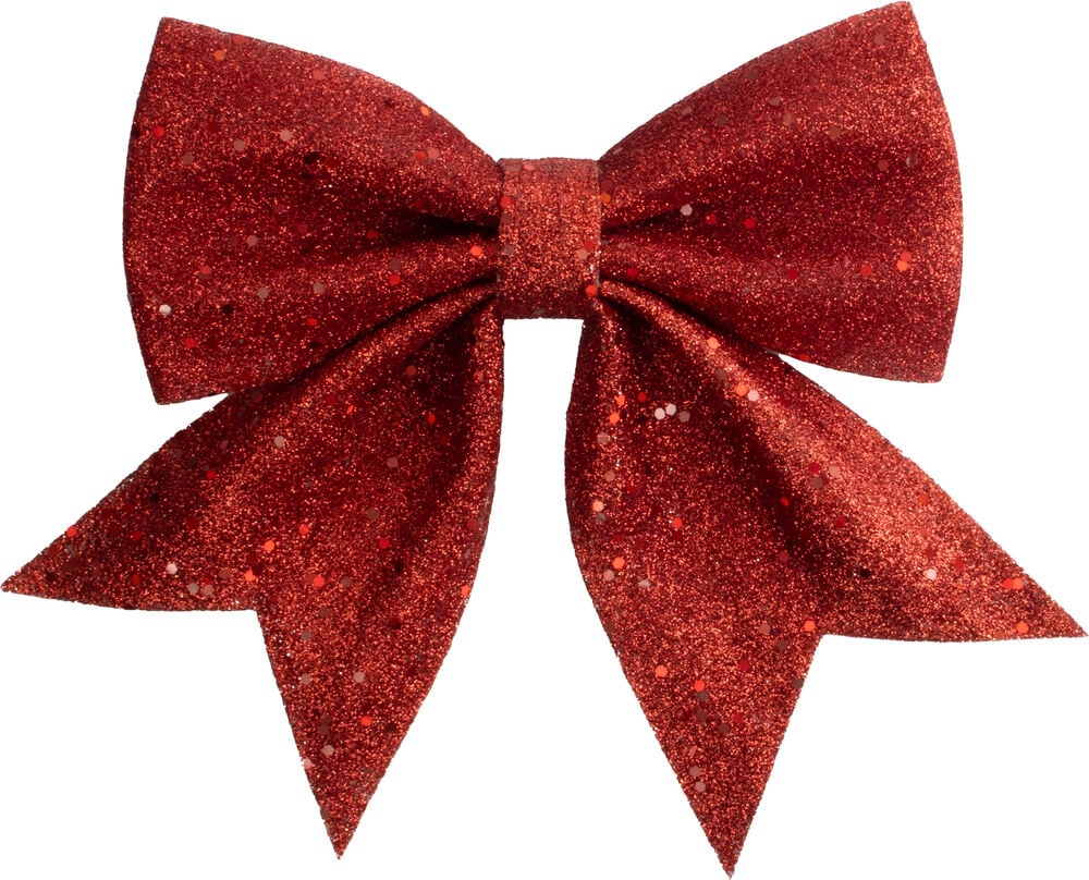 Rød glittersløyfe julepynt 15 x 17cm - Glitter juletrepynt