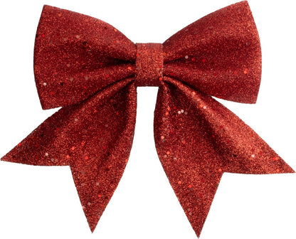 Rød glittersløyfe julepynt 15 x 17cm - Glitter juletrepynt