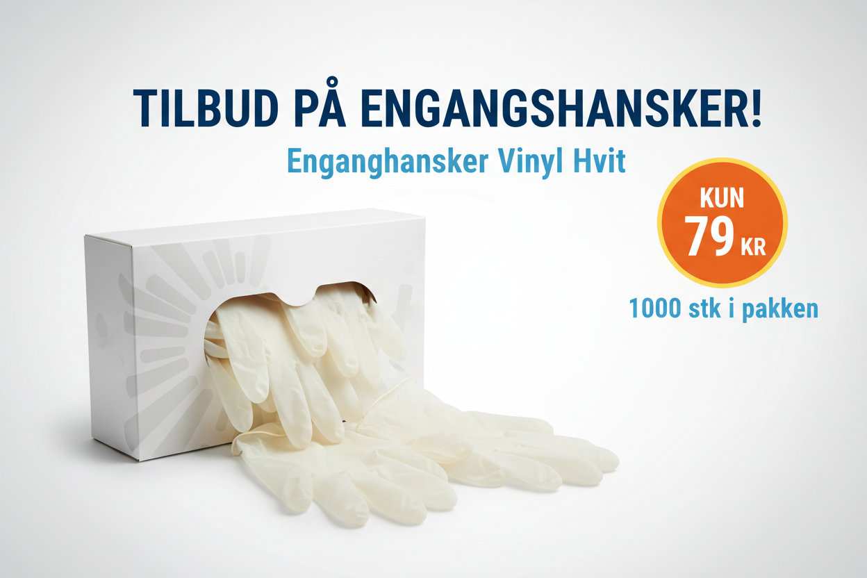 Tilbudsannonse for Engangshansker Vinyl Hvit