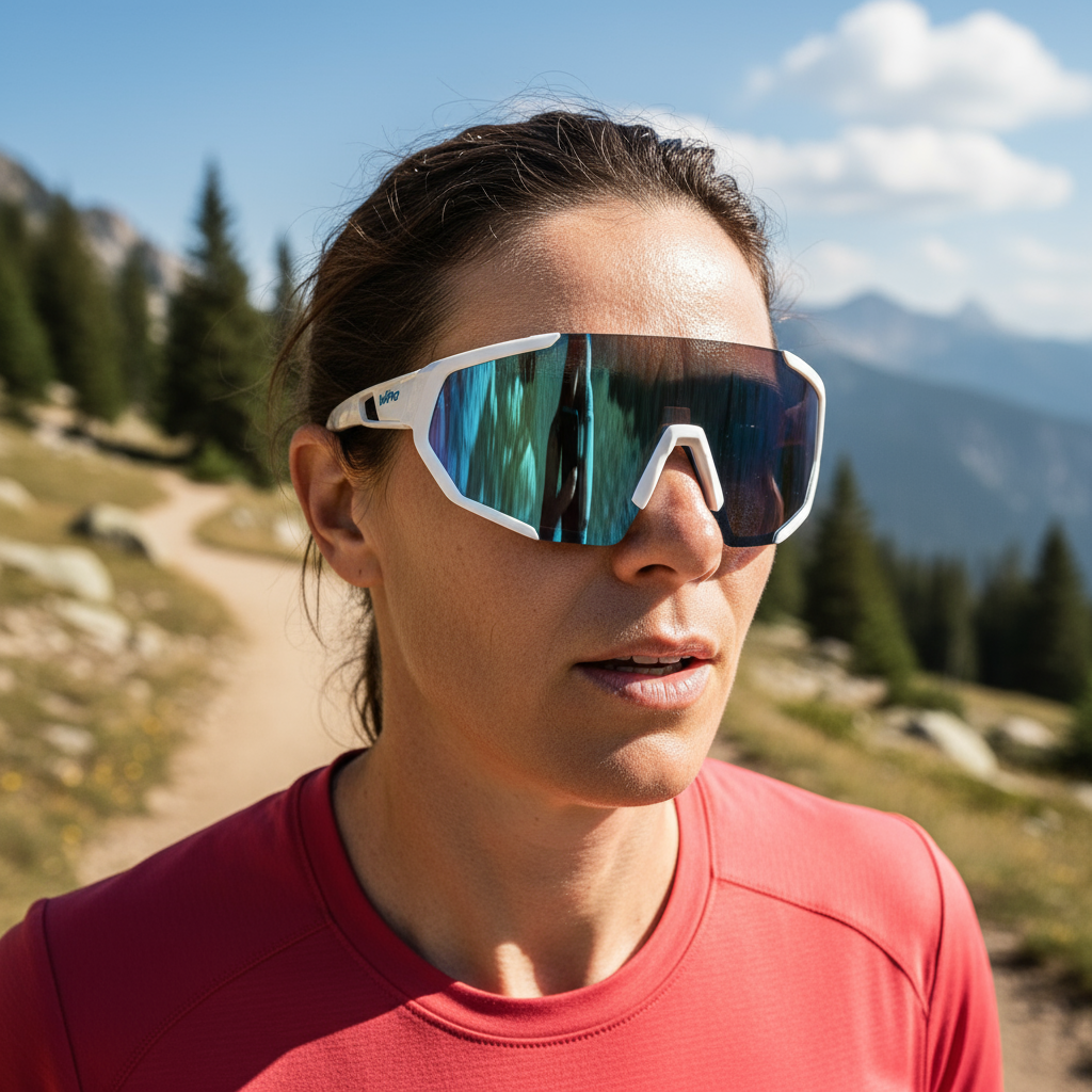 VicPro hvit multisport solbrille på person