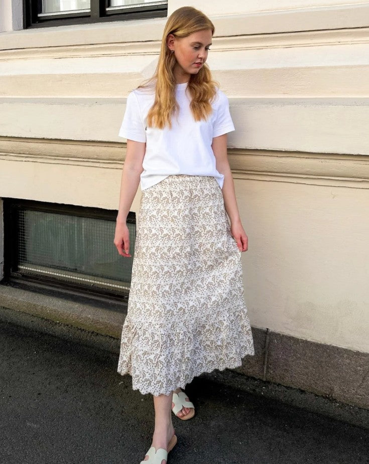 Y.A.S Yasaprilla Hw Ankle Skirt Star White - Ankelskjørt