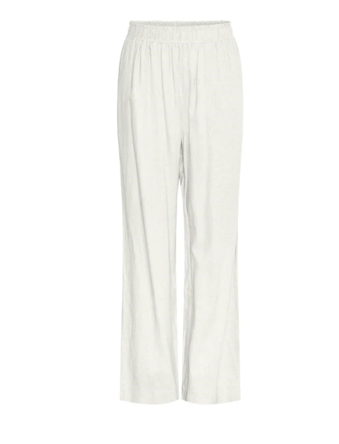Y.A.S Flaxy Hmw Linen Pant - Star White - Hvit linbukse