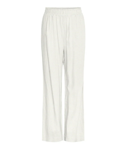Y.A.S Flaxy Hmw Linen Pant - Star White - Hvit linbukse