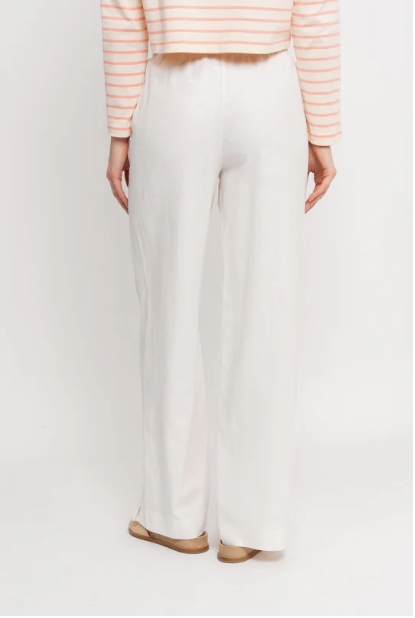 Y.A.S Flaxy Hmw Linen Pant - Star White - Hvit linbukse