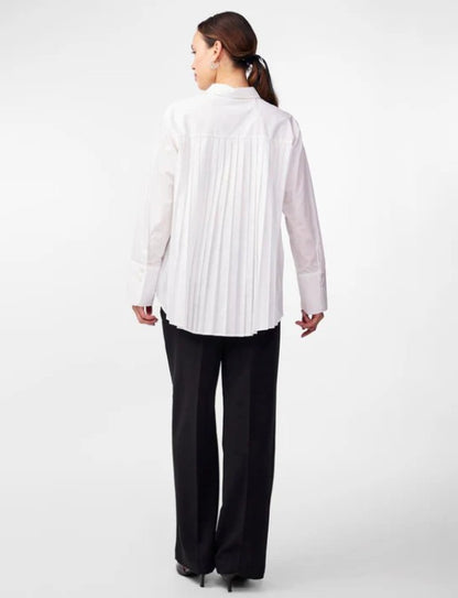 Y.A.S Yasroya Ls Shirt S. - Star White - Skjorte med plisse