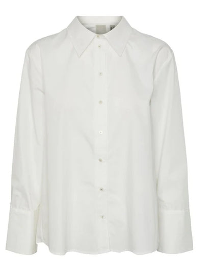 Y.A.S Yasroya Ls Shirt S. - Star White - Skjorte med plisse